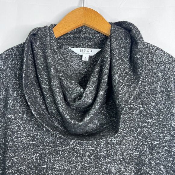 BB Dakota Steve Madden Black Knit Long Sleeve Cowl Neck Sweater Size Medium - Picture 4 of 11